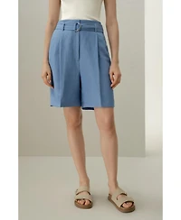 Lilysilk Women's Silk Linen Belted Shorts