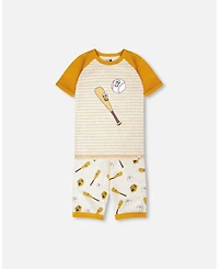 Deux par Deux Little Boys Cotton Two-Piece Pyjama Set Baseball Print