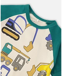 Deux par Deux Little Boys Cotton Two-Piece Pyjama Set Beige Truck Print