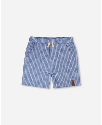 Deux par Deux Little Boys Printed Chambray Shorts Denim Stripes