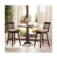 Gouun 29 in Swivel Bar Height Stool Set of 2 with Linen Upholstered Seat and Curved Backrest