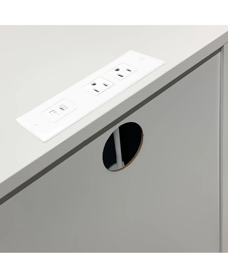 sumyeg Modern White 3 Drawer Charging Nightstand Usb Power Outlets