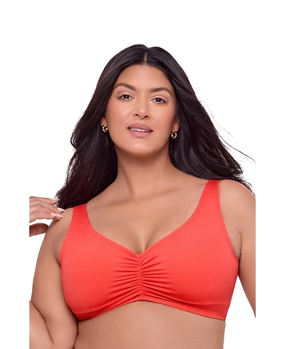 S3 Apparel Women's Supportive Banded Cinch Front Bikini Swimsuit Top - Palm Royale