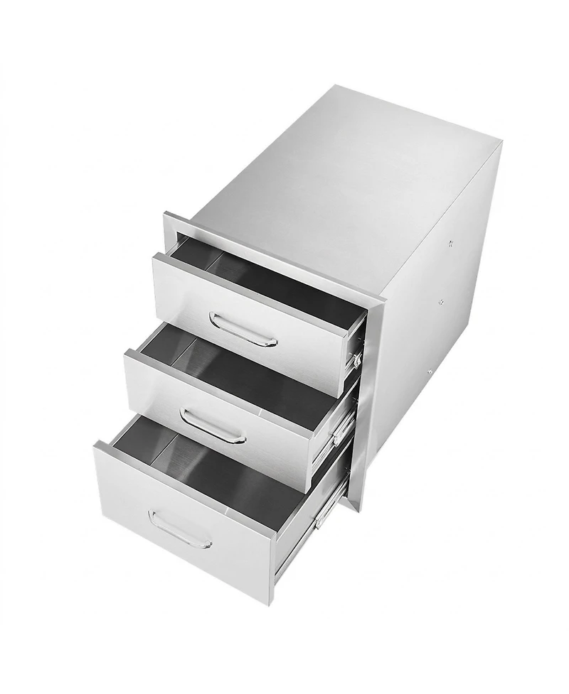 Sugift Outdoor Kitchen Stainless Steel Bbq Triple Access Drawers 18in x 23in x 23in