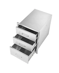 Sugift Outdoor Kitchen Stainless Steel Bbq Triple Access Drawers 18in x 23in x 23in