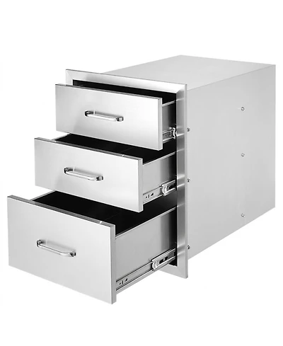 Sugift Outdoor Kitchen Stainless Steel Bbq Triple Access Drawers 18in x 23in x 23in