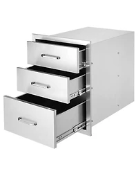 Sugift Outdoor Kitchen Stainless Steel Bbq Triple Access Drawers 18in x 23in x 23in