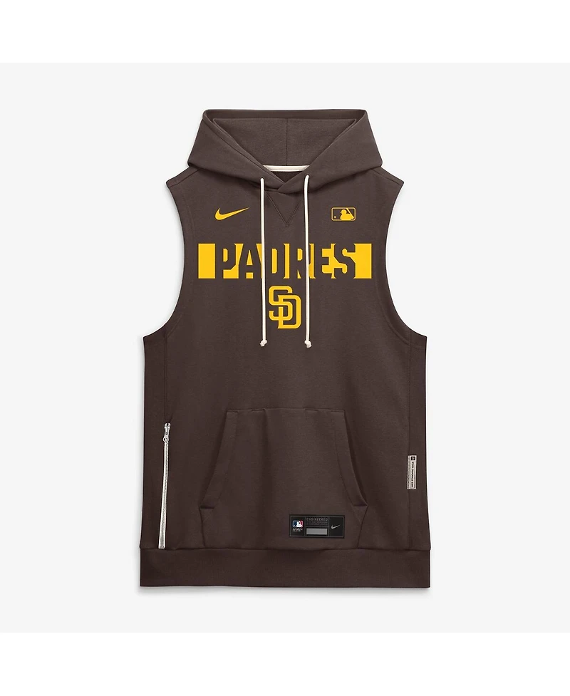 Nike Men's Brown San Diego Padres Authentic Collection Standard Issue Dri-fit Sleeveless Hoodie