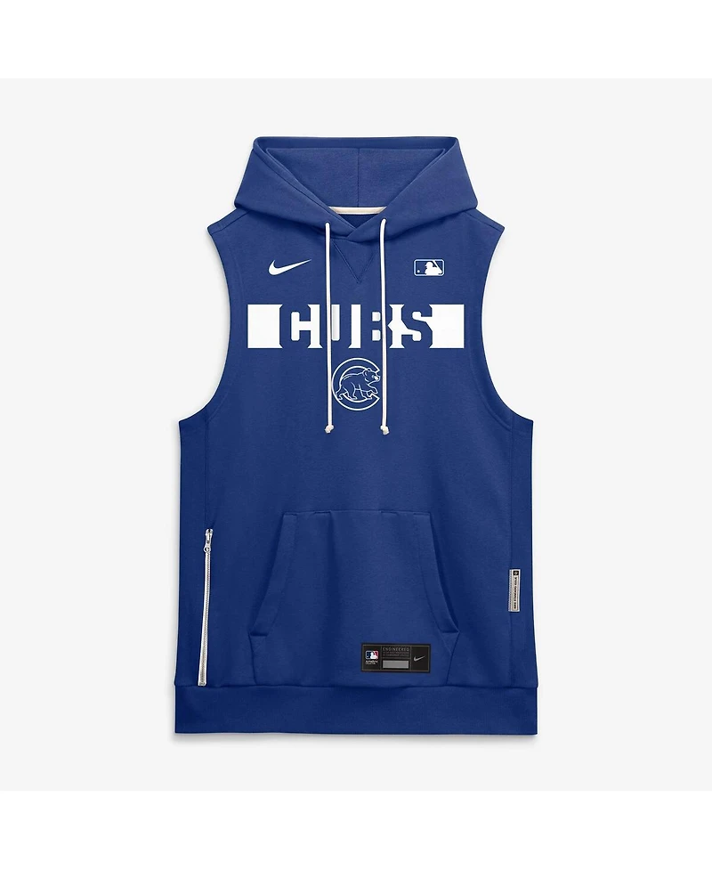 Nike Men's Royal Chicago Cubs Authentic Collection Standard Issue Dri-fit Sleeveless Hoodie