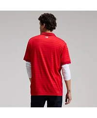 Nike Men's Red Atlanta Braves Authentic Collection Striped Victory Dri-fit Polo Shirt