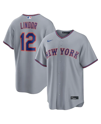 Nike Men's Francisco Lindor Gray New York Mets Road Replica Jersey