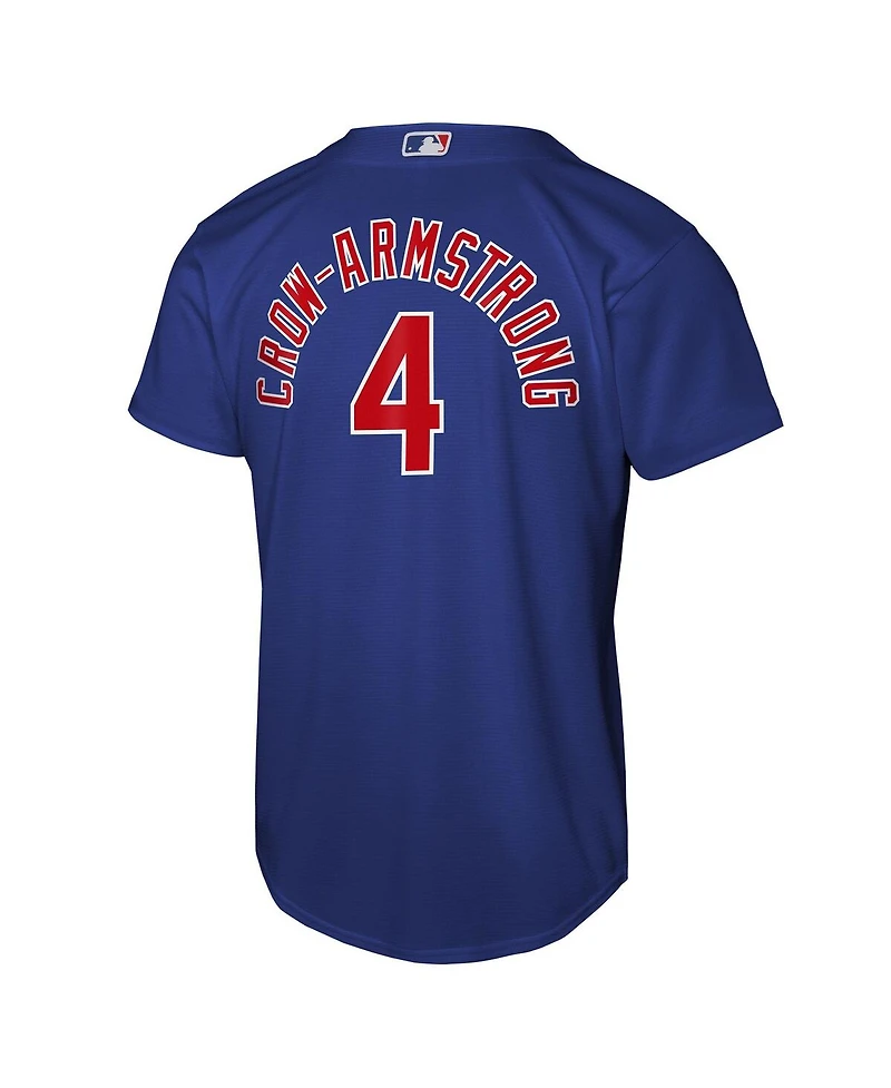 Nike Big Boys and Girls Pete Crow-Armstrong Rush Blue Chicago Cubs Alternate Replica Jersey