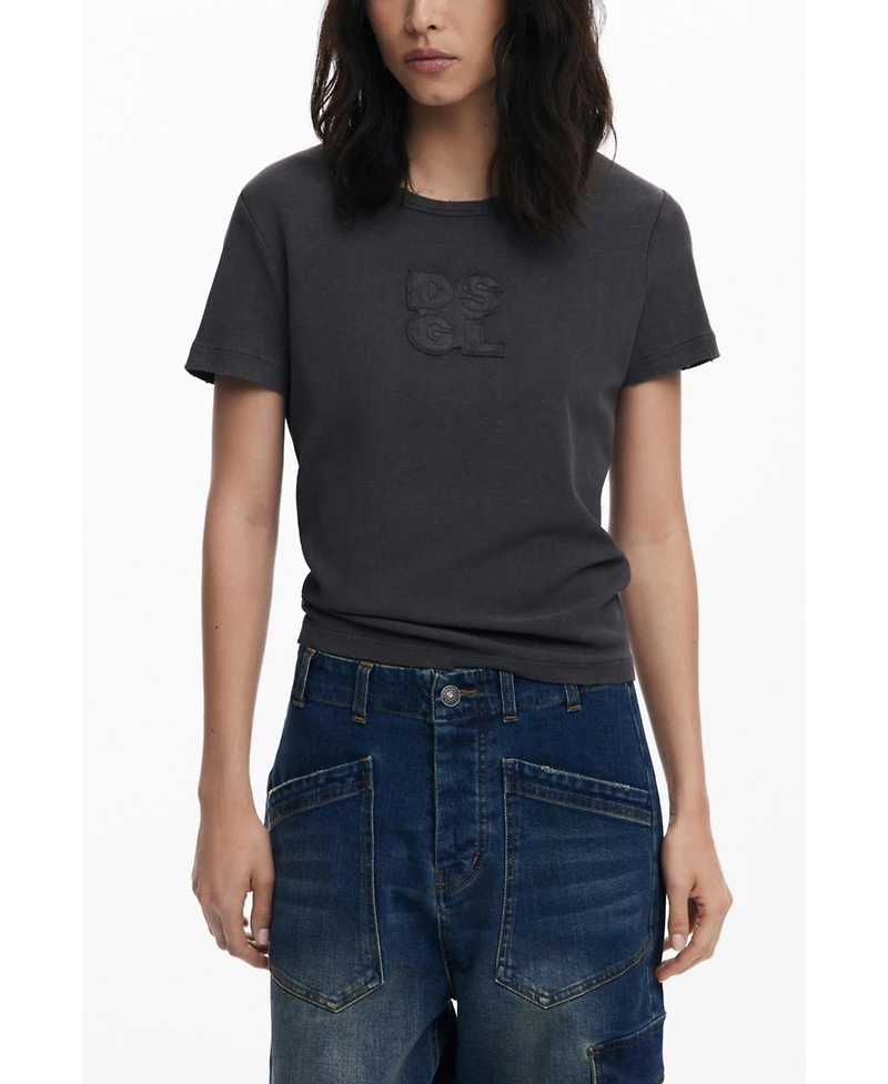 Desigual Women's Logo T-shirt with rips