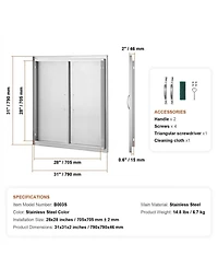 Sugift Double Stainless Steel Bbq Access Door 31W x 31H in for Bbq Island Grilling