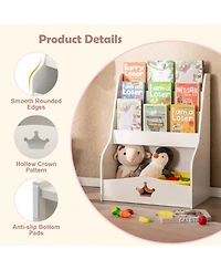 Gouun 4-Tier Kids Bookshelf with Shelves and Compartment for Toddlers
