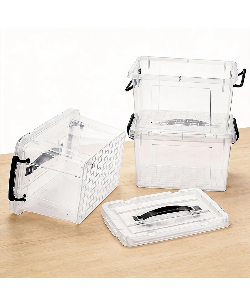 Gnuadz 4 pack 6 qt Storage Latch Box Stackable Container with Lid