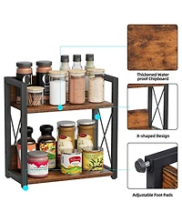 Gnuadz 2 Tier Countertop Spice Rack Organizer Wood Kitchen Coffee