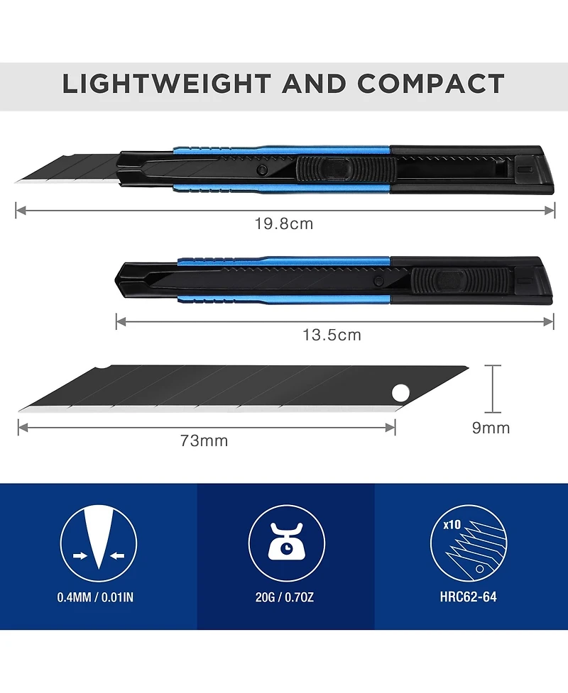 Gnuadz Utility Retractable Snap-off Aluminum Box Cutter Exacto Craft 9mm Blade Pack 5