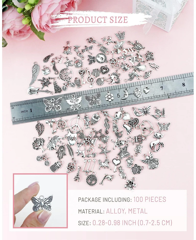 Gnuadz Wholesale Tibetan Metal Charms Pendants Diy Jewelry Making 100pcs