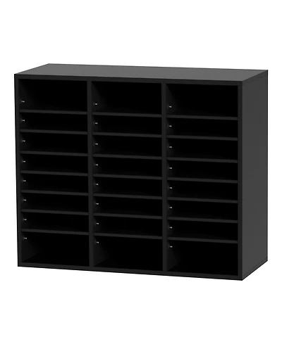 Sugift Wood Literature Organizer 24 Compartments Removable Shelves for Office Use