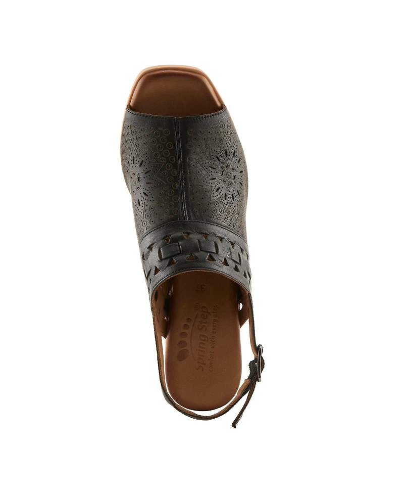 Spring Step Women s Sunela Slingback Sandal with Laser-cut Style and Comfort