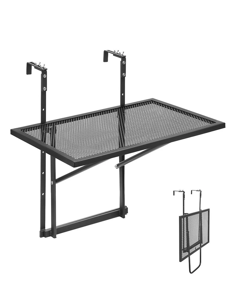 Sugift Adjustable Balcony Hanging Table 19 x 24 in for Patio Deck and Balcony Use