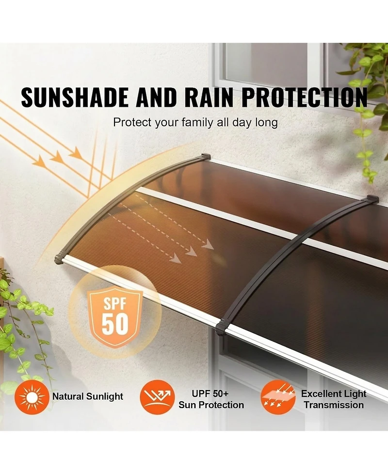 Sugift Window Door Awning Canopy with Uv and Rain Protection for Entry Doors