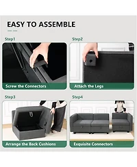 gaomon Sectional Sofa with Storage Four Seat L Shaped Couch Storage Ottoman Modern Velveteen Modular Sectional Apartment