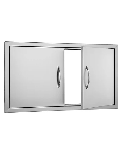 Sugift 34W x 19H in Double Stainless Steel Bbq Access Door for Bbq Island Grilling