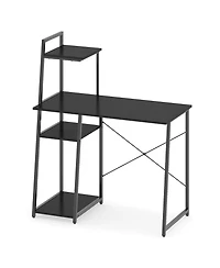 Slickblue Office Computer Desk with 3 Tier Bookshelf and Storage Shelves