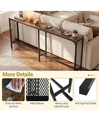 Gouun 71-Inch Narrow Console Table with Power Outlet