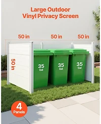 Sugift 4 Panel Outdoor Privacy Screen 50 x 50 in Vinyl Fence for Trash Can and A C