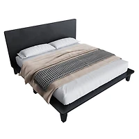 Streamdale Furniture Platform Bed Frame with Headboard , Wood Slat Support, King