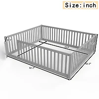 Streamdale Furniture Bed Floor Bed with Safety Guardrails and Door