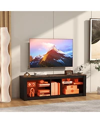 Sugift Modern Tv Stand with Led Light and Adjustable Shelves for TVs up to 65 inch
