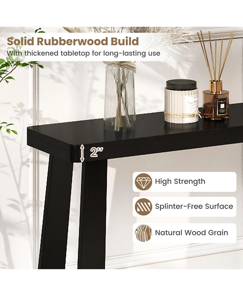 Gouun Solid Rubber Wood 43-Inch Console Table