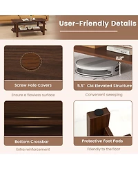 Gouun 45-Inch 2-Tier Slatted Wood Coffee Table with Storage