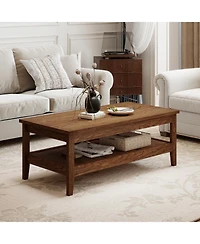 Gouun Farmhouse Cocktail Table 47-Inch with Thickened Tabletop