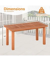 Gouun Slatted Wood Patio Coffee Table for Deck and Poolside