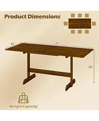 Gouun 71 in Farmhouse Rectangular Dining Table for 6-8 with Rubber Wood Legs