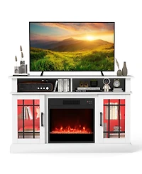 Sugift Tv Stand with Electric Fireplace Led Lights and Remote Controls for TVs Up to 40 Inch