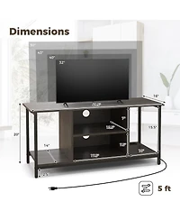 Slickblue Tv Stand 3 Tier with Built in Power Outlet and Usb, Adjustable Storage Shelf