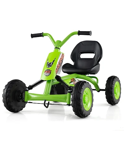 Slickblue 4 Wheel Pedal Go Kart for Kids with Steering and Adjustable Seat