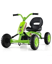 Slickblue 4 Wheel Pedal Go Kart for Kids with Steering and Adjustable Seat