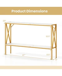 Gouun Narrow 2-Tier Console Table 47-Inch with Metal Frame