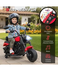 Slickblue 6V Electric Kids Motorcycle with Training Wheels, Headlight and Music