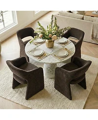 Maison Boucle Set of 2 Chenille Dining Chairs, 19-Inch Seat Height Armchairs