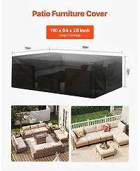 Sugift 420D Waterproof Patio Furniture Cover for Dining Table and Chairs 110in x 84in x 28in