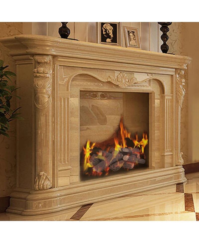 Gouun 9-Piece Ceramic Gas Fireplace Log Set with Realistic Wood Grain Texture