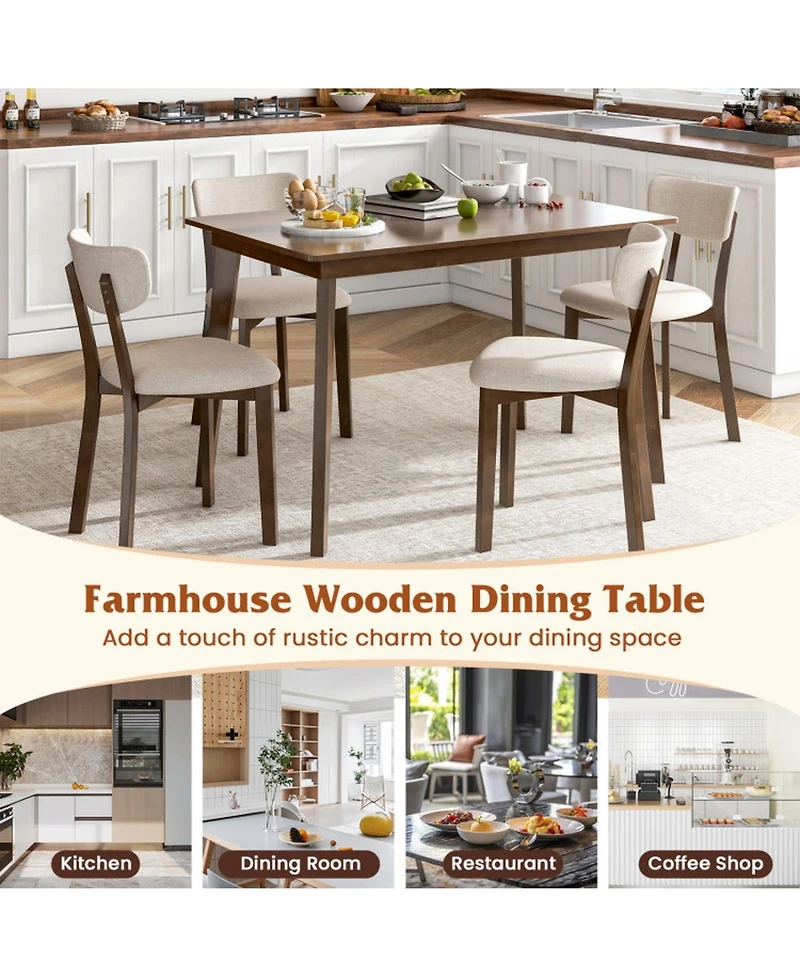 Gouun 48 in Rectangular Wood Dining Table for 4 with Rounded Corners